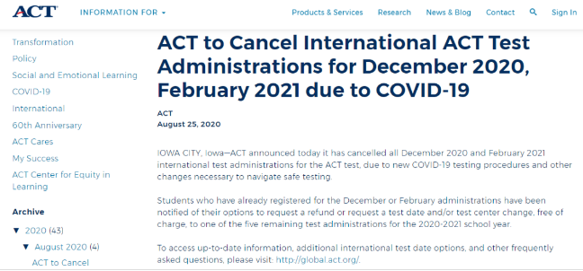 ACT突然宣布取消两场国际考试！“标化选考”政策或暗藏“陷阱”？