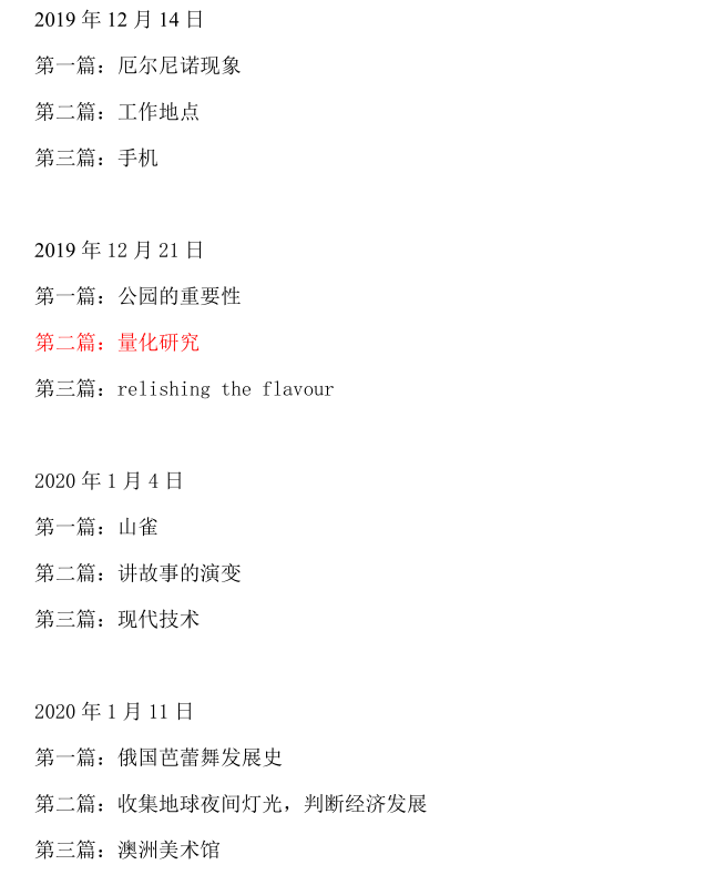 2020年10月15&17日雅思阅读考试预测