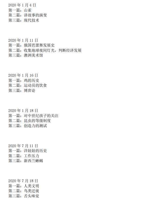2020年12月12日雅思阅读考试预测
