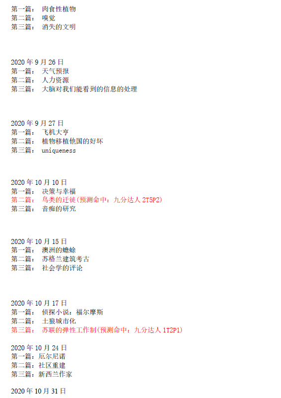 2021年1月16日雅思阅读考试预测