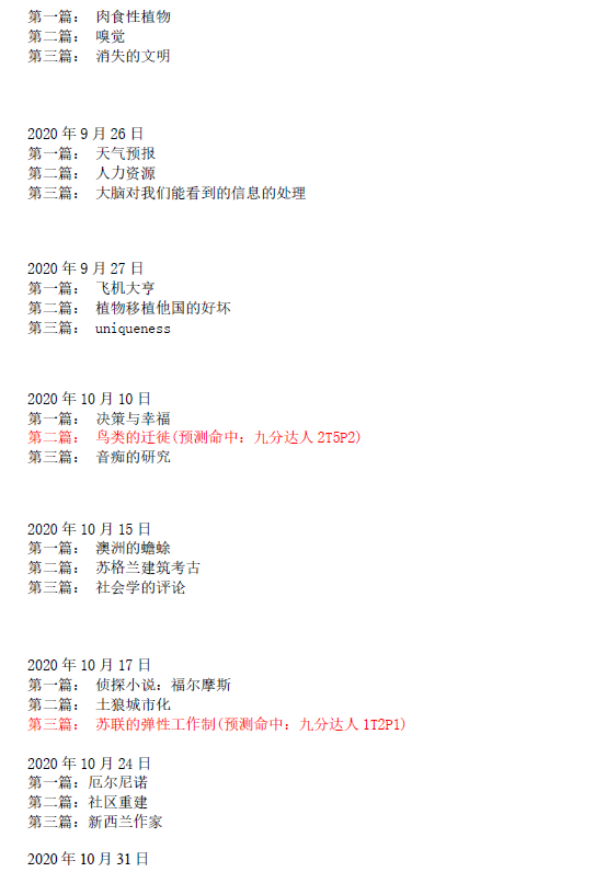 2021年1月30日雅思阅读考试预测