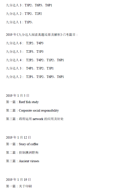 2021年2月6日雅思阅读考试预测