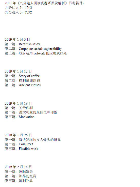 2021年3月20日雅思阅读考试预测