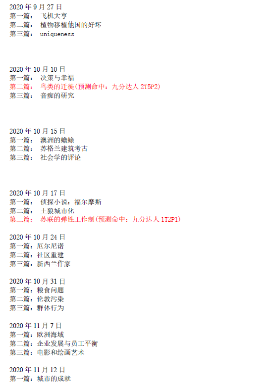 2021年3月20日雅思阅读考试预测