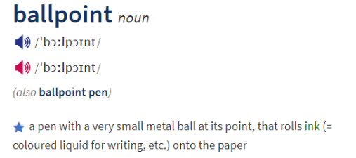 圆珠笔的英文也很好记,叫做ballpoint pen,也可以直接叫做ballpoint