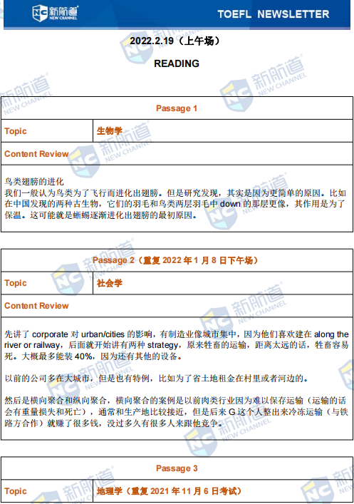 新航道2022年2月19日托福考试回忆（上午场）