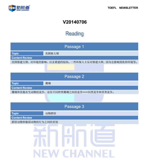 2014年7月6日托福阅读考试回忆