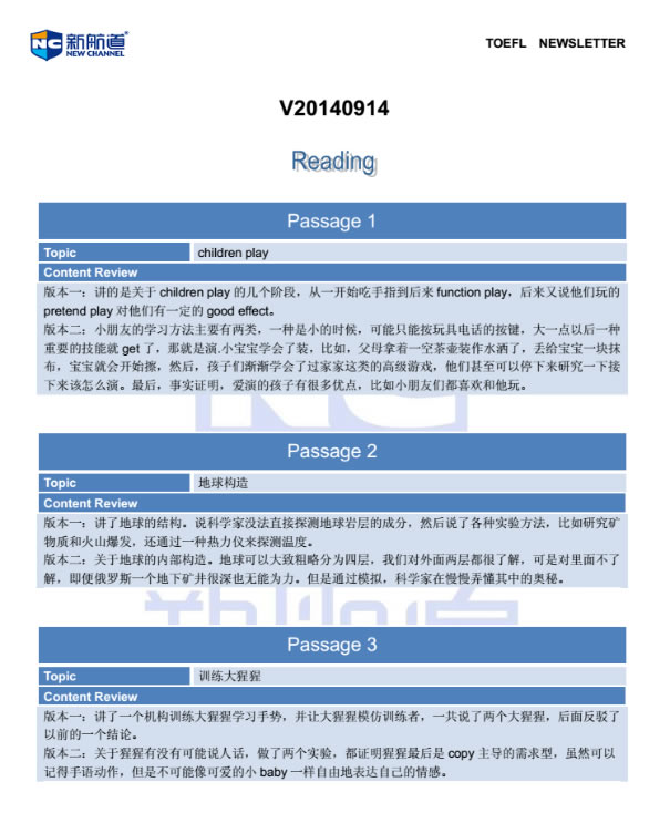 成都新航道托福考试回忆2014.9.14