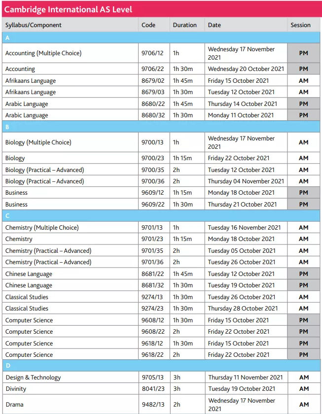 CAIE考试局2021年秋季A-Level报名及考试时间2.png CAIE考试局2021年秋季A-Level报名及考试时间2.png