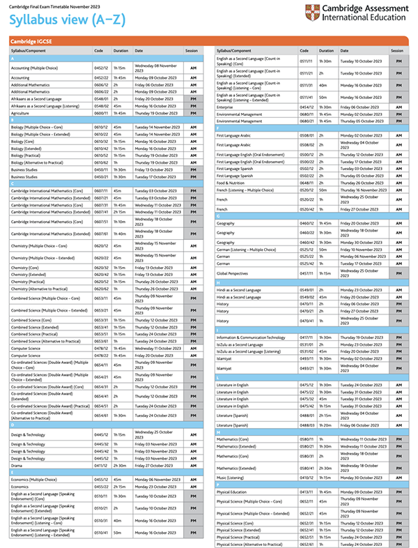 三大考试局发布2023年A-Level/IG秋季大考时间表！