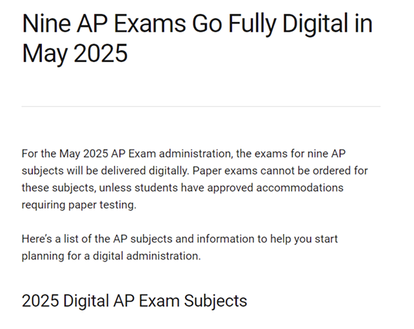 重磅！2025年AP考生请注意：9门科目考试将转为机考！