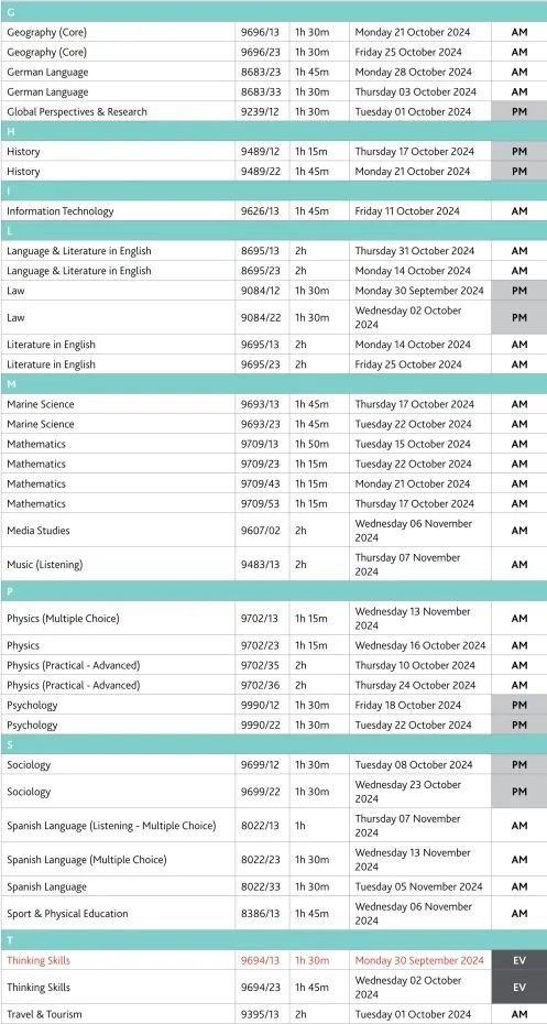2024A-Level秋季的时间安排，三大考试局已经公布！